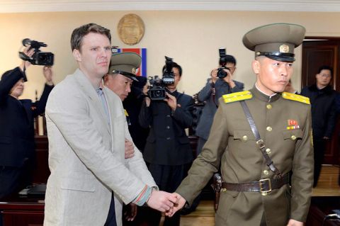 Der US-Student Otto Warmbier bei seinem Prozess in Nordkorea im März 2016.