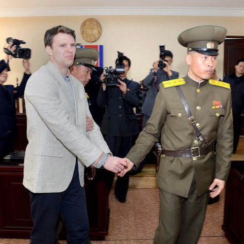 Der US-Student Otto Warmbier bei seinem Prozess in Nordkorea im März 2016.