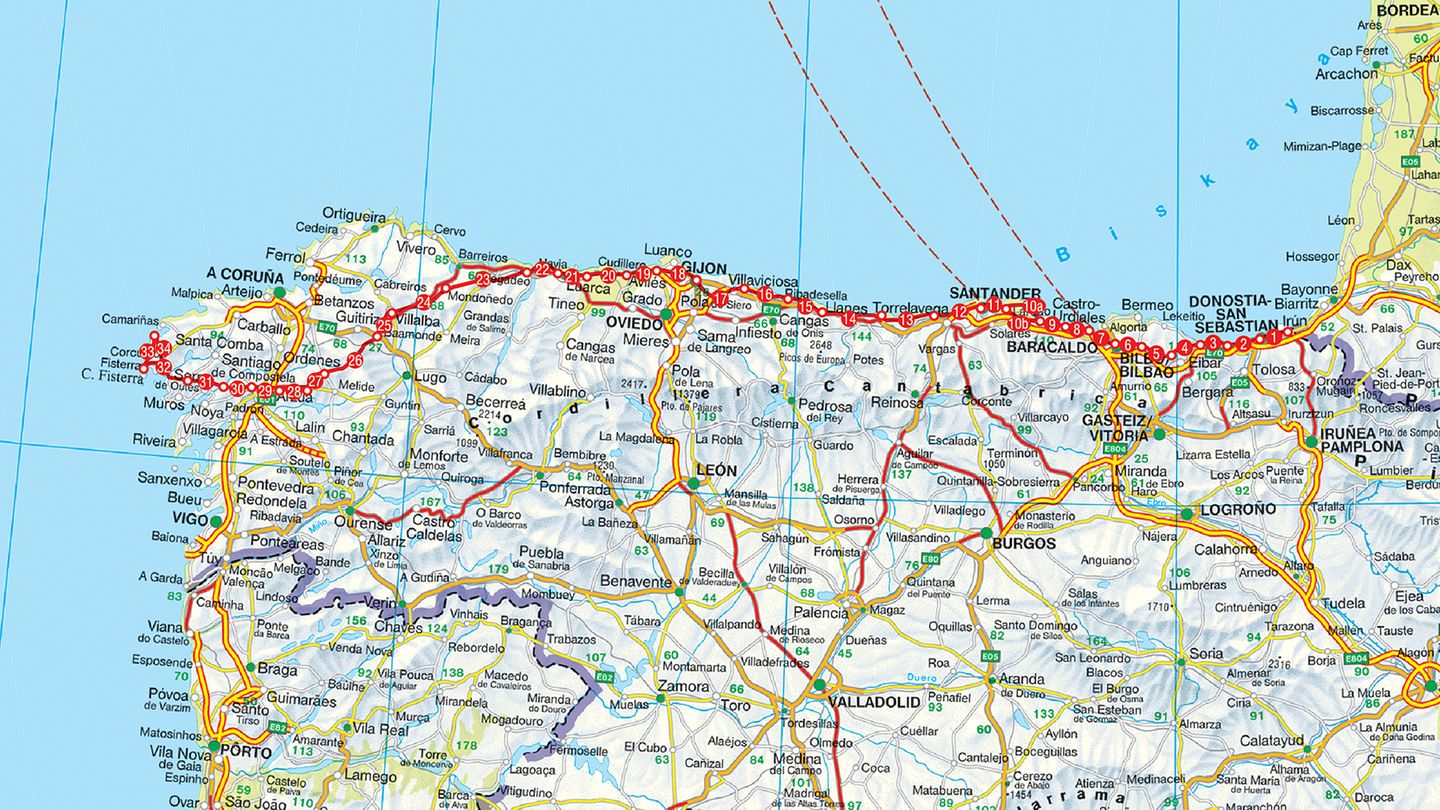 Karte Camino del Norte