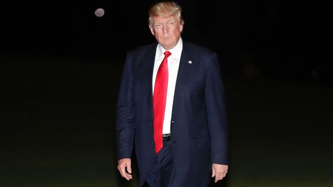 Donald Trump allein auf dem Südrasen des Weißen Hauses in Washington
