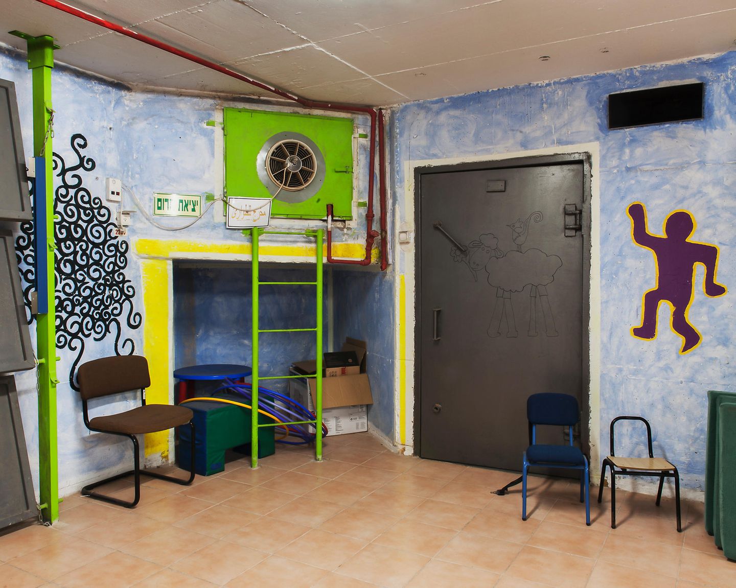 Bombensicheres Spielzimmer einer Grundschule in Hurfeish, nahe der libanesischen Grenze im Norden des Landes