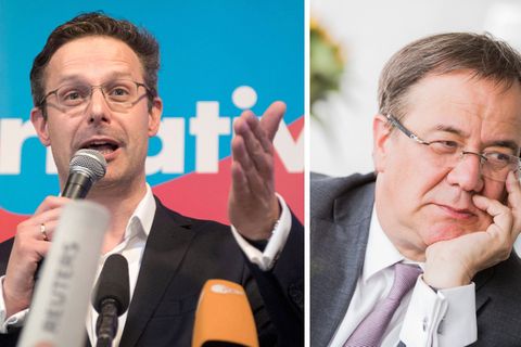 Marcus Pretzell (l.) und viele seiner AfD-Abgeordneten wollen nach stern-Informationen für Armin Laschet (CDU) stimmen