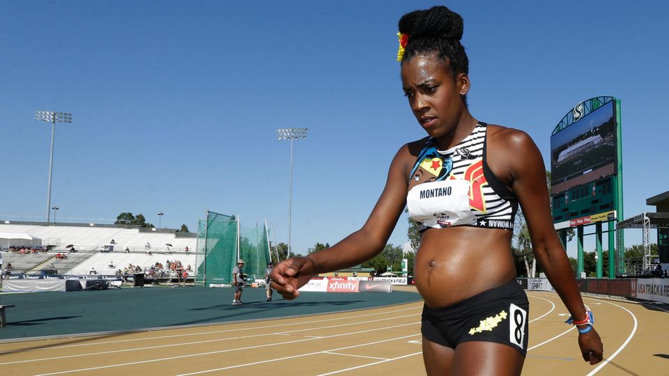 Die Läuferin Alysia Montano will auch im fünften Monat nicht auf Wettkampf verzichten