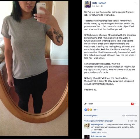 Der Facebook-Post von Kate Hannah aus England mit einen angehängten Foto.