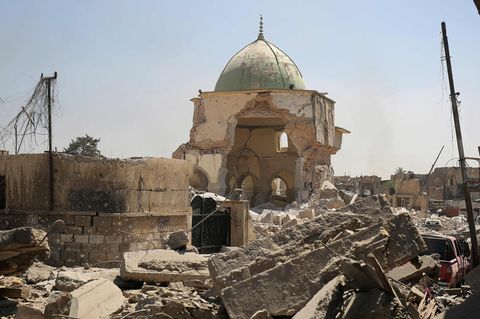 Die zerstörte Al-Nuri-Moschee in Mossul