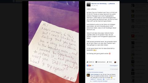 Lufthansa soll helfen: Mauricé von Strömborg sucht die Schreiberin dieses Liebesbriefes. Via Facebook sucht er jetzt Menschen, die bei der Suche helfen können-
