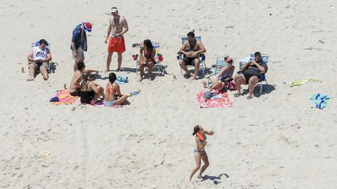US-Gouverneur Chris Christie mit seiner Familie am gesperrten Strand