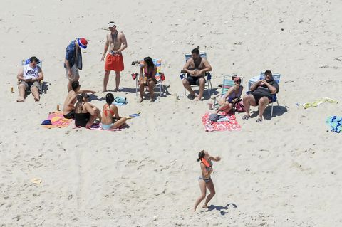 US-Gouverneur Chris Christie mit seiner Familie am gesperrten Strand