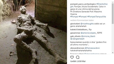 Das Bild von dem Pompeji-Opfer wurde auf dem Instagram-Account der Pompeji-Ausgrabungsstätte veröffentlicht