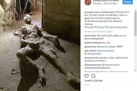 Das Bild von dem Pompeji-Opfer wurde auf dem Instagram-Account der Pompeji-Ausgrabungsstätte veröffentlicht