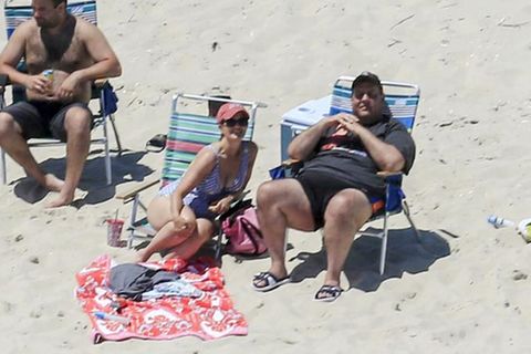US-Gouverneur Chris Christie mit seiner Familie am gesperrten Strand