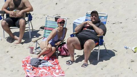 US-Gouverneur Chris Christie mit seiner Familie am gesperrten Strand