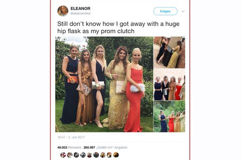 Eine Schülerin aus Großbritannien hat einen Flachmann als vermeintliche Clutch zur Abschlussfeier geschmuggelt