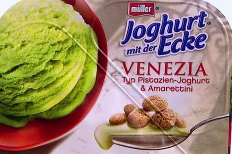 Pistazien-Joghurt? Von wegen. Hier sind nur Aromastoffe und Farbstoff drin.