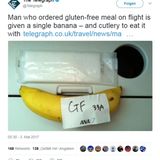 Glutenfreies Frühstück gefällig? Die japanische Airline All Nippon versteht darunter: Banane mit Messer, Gabel und Salz.