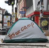 "Yes we camp": Zelt eines Demonstranten mitten in der Stadt