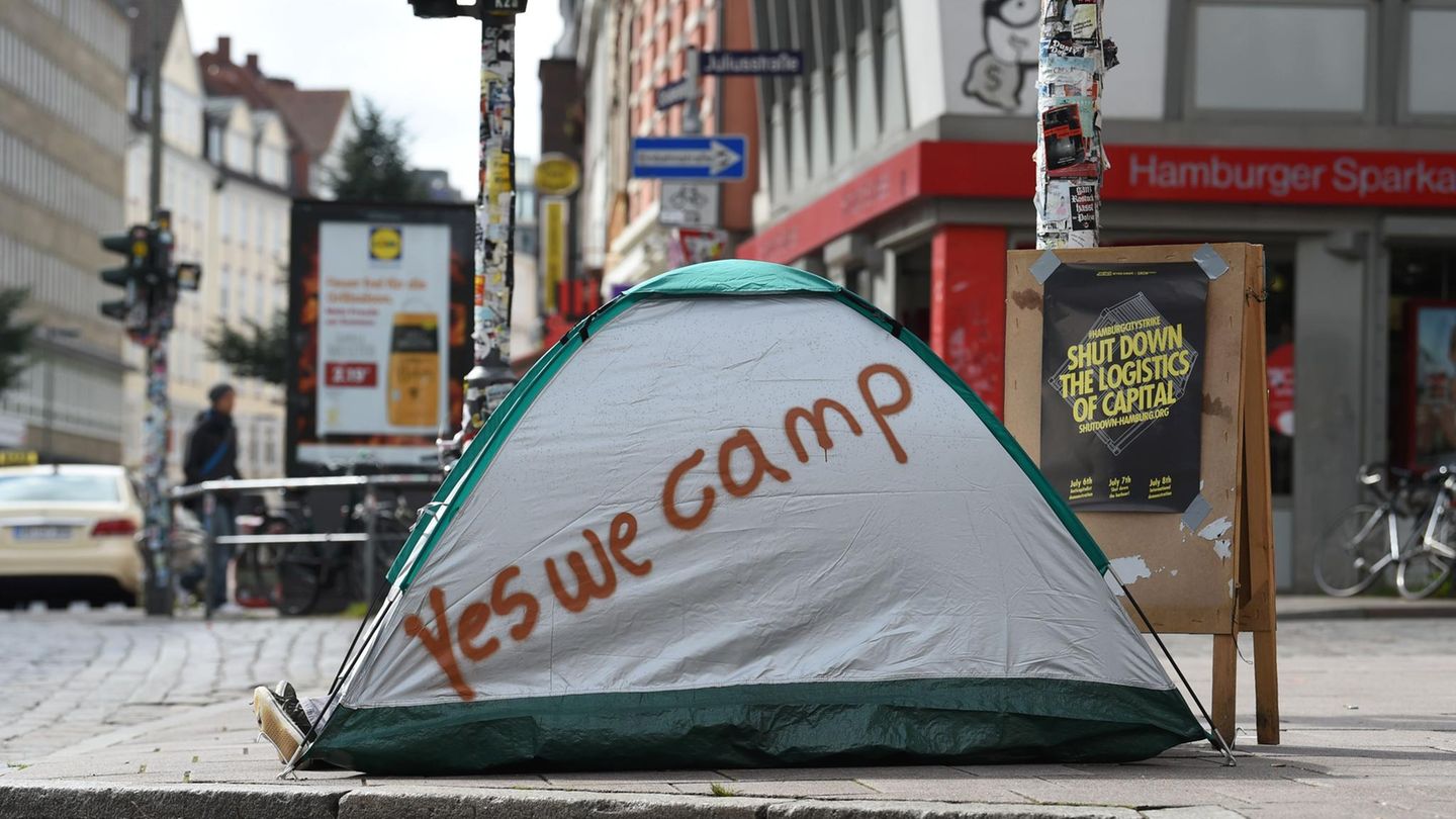 "Yes we camp": Zelt eines Demonstranten mitten in der Stadt
