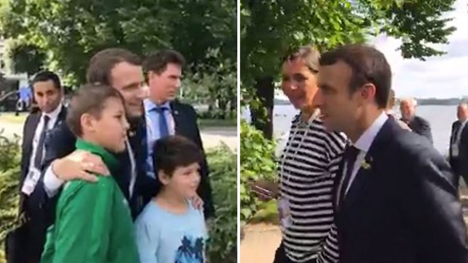 Volksnähe beim G20-Gipfel : Macrons lässiger Alsterspaziergang