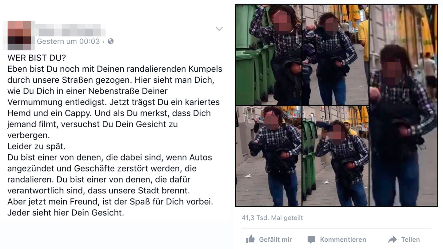 Ein Facebook-Post suchte nach einem potenziellen G20-Täter