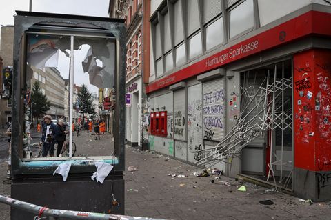 Verwüstungen im Hamburger Schanzenviertel während des G20-Gipfels