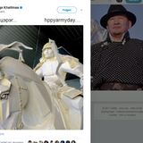 Battulgas Dschingis-Khan-Statue, als sie noch im Atelier stand.