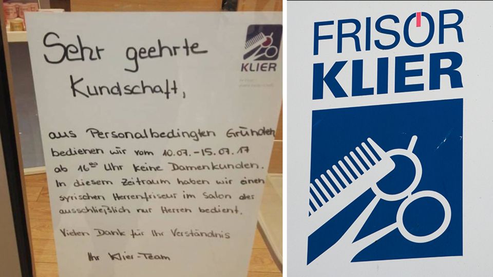 Der Aushang an einer Filiale des Friseurs "Klier" in Zwickau löste rechte Hetze aus Der Aushang an einer Filiale des Friseurs "Klier" in Zwickau löste rechte Hetze aus