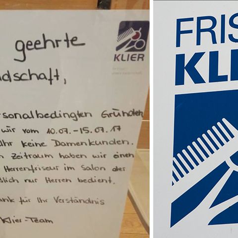 Der Aushang an einer Filiale des Friseurs "Klier" in Zwickau löste rechte Hetze aus