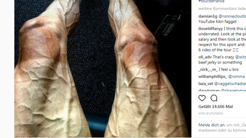Foto bei Instagram: So sehen Radfahrerbeine nach fast drei Wochen Tour de France aus