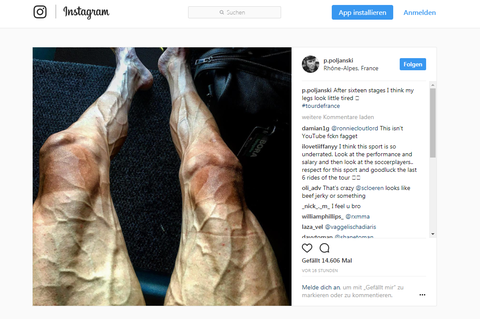 Foto bei Instagram: So sehen Radfahrerbeine nach fast drei Wochen Tour de France aus