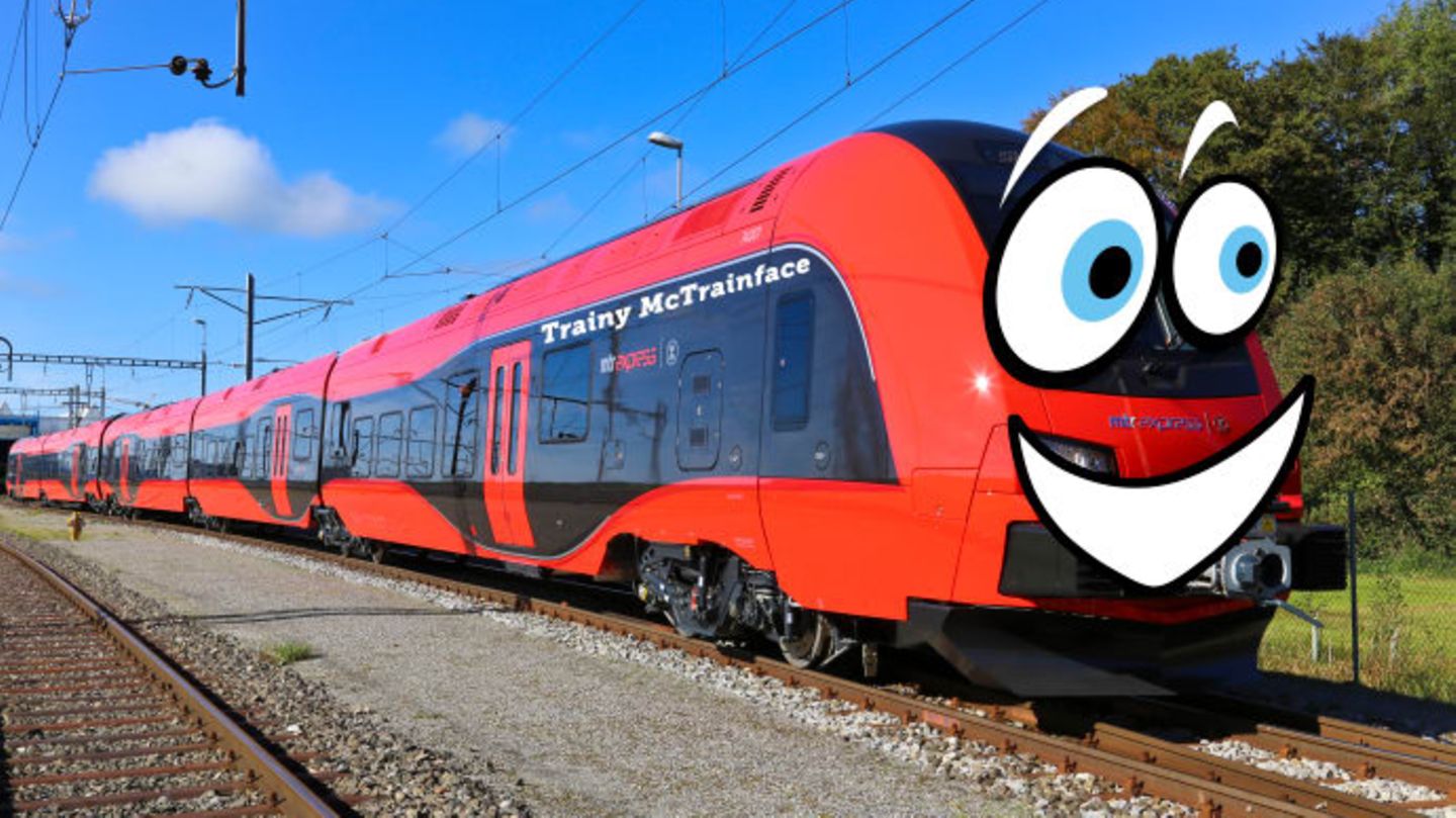 Die Presseabteilung von MTR Express hat dieses Foto zum Abstimmungsergebnis von "Trainy McTrainface" herausgegeben