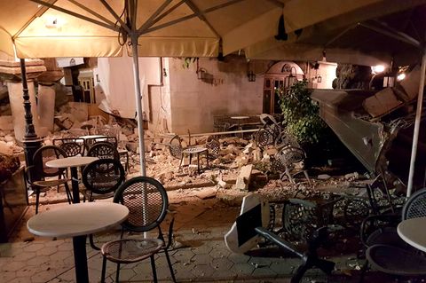 Ein eingestürztes Gebäude auf Kos. Die Insel wurde von einem Erdbeben der Stärke 6,5 erschüttert.