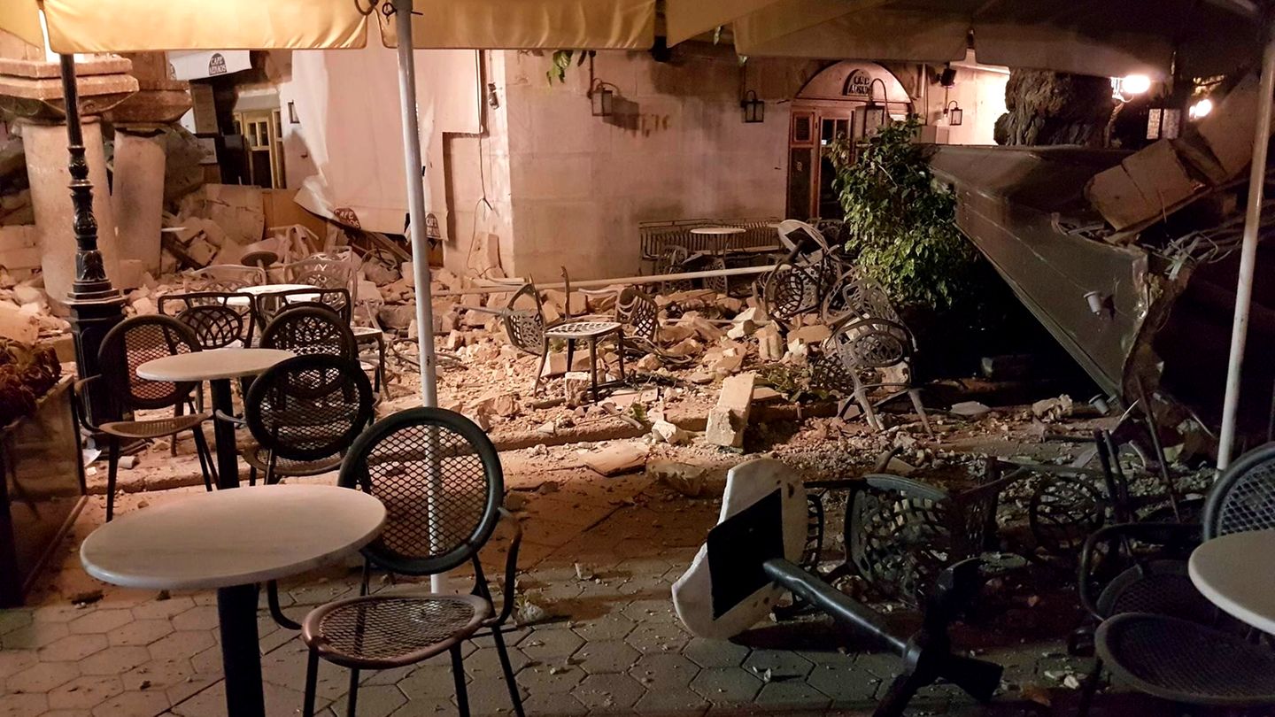 Ein eingestürztes Gebäude auf Kos. Die Insel wurde von einem Erdbeben der Stärke 6,5 erschüttert.