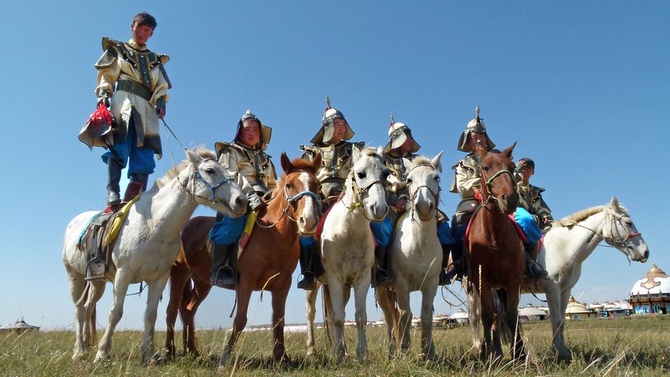 Reiter in der Inneren Mongolei: im Gegentala Grasland