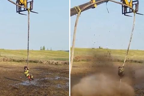 Kurioser Ritt: Wasserschlauch-Rodeo: Wenn Feuerwehrmänner zu viel Zeit haben