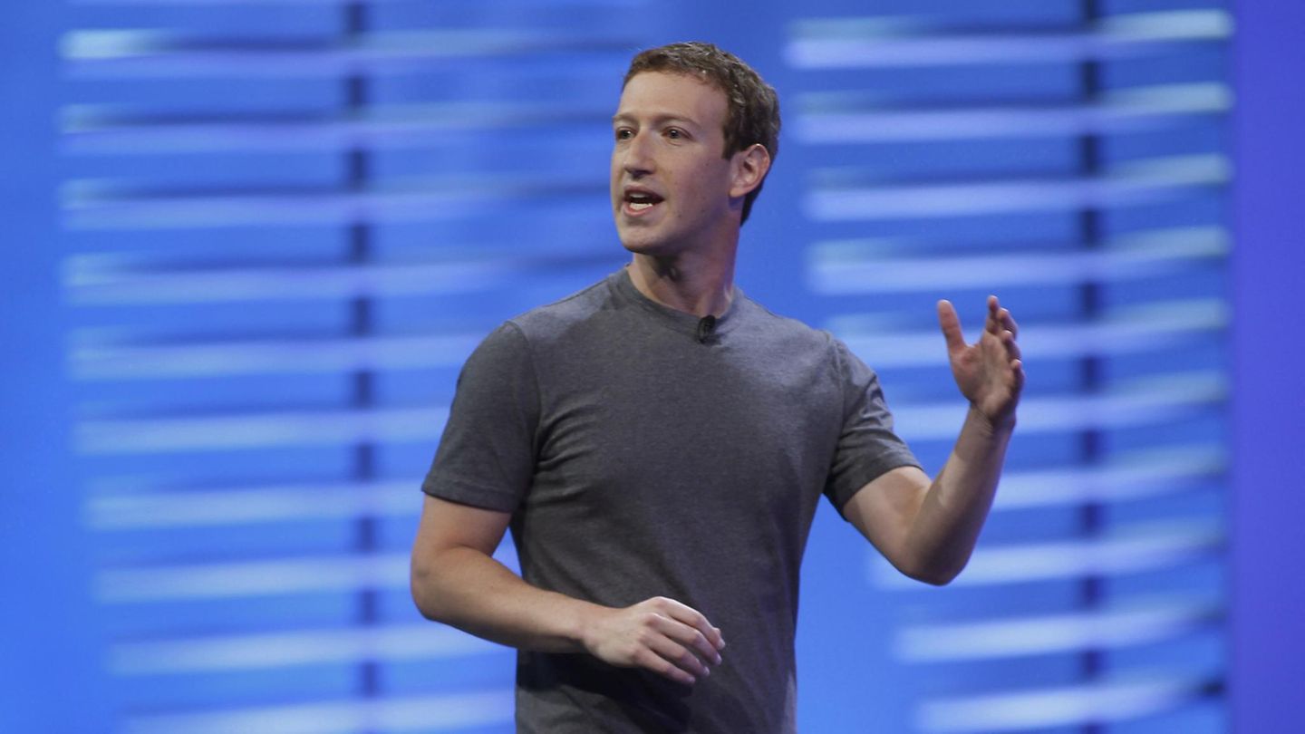 Unternehmenschef Mark Zuckerberg hält eine Präsentation
