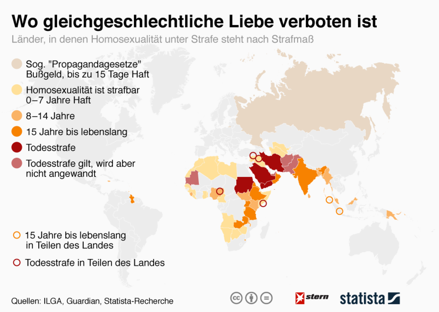 Verbotene Liebe: Länder, in denen Homosexualität unter Strafe steht