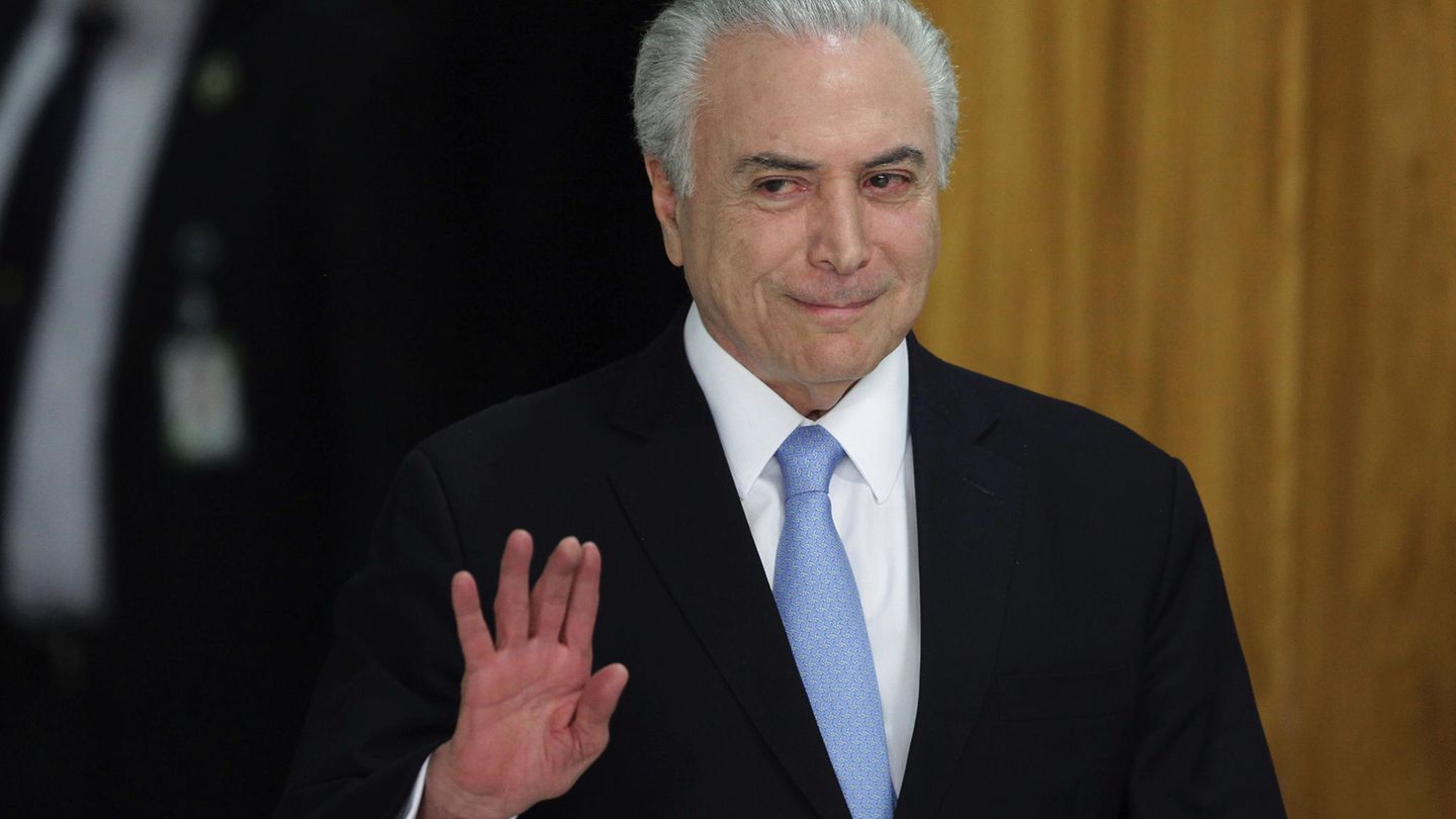 Der brasilianische Präsident Michel Temer während einer Pressekonferenz in Brasilia, Brasilien.