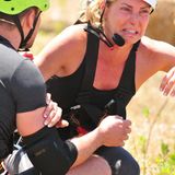 Giulia Siegel ist völlig aufgelöst nach der Herausforderung in luftiger Höhe