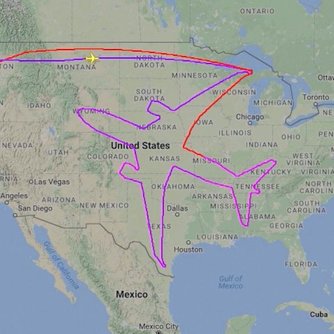 Eigenartige Flugroute: Dieses Flugzeug malt ein gewaltiges Selbstportrait