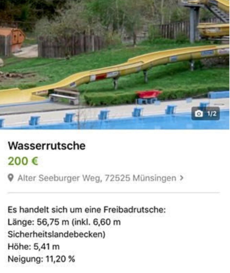 Skurriler Ebay-Verkauf: Wer hat Platz in seinem Garten? Diese echte Freibadrutsche soll nur 200 Euro kosten Skurriler Ebay-Verkauf: Wer hat Platz in seinem Garten? Diese echte Freibadrutsche soll nur 200 Euro kosten