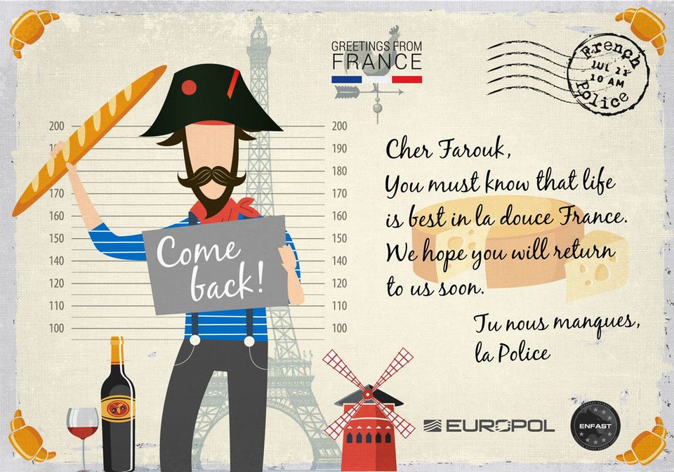 Kreative Kampagne: "Du fehlst uns": Europol schickt Postkarten an gesuchte Kriminelle Kreative Kampagne: "Du fehlst uns": Europol schickt Postkarten an gesuchte Kriminelle
