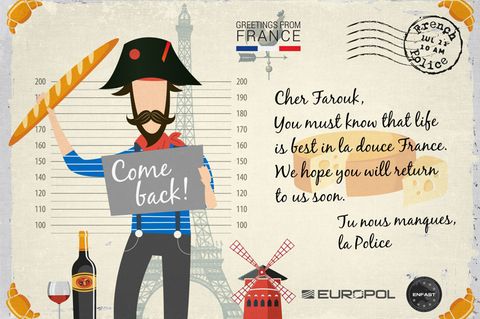 Kreative Kampagne: "Du fehlst uns": Europol schickt Postkarten an gesuchte Kriminelle