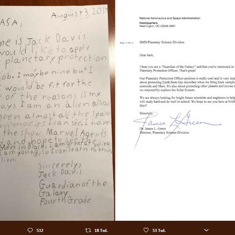Neunjähriger bewirbt sich bei Nasa
