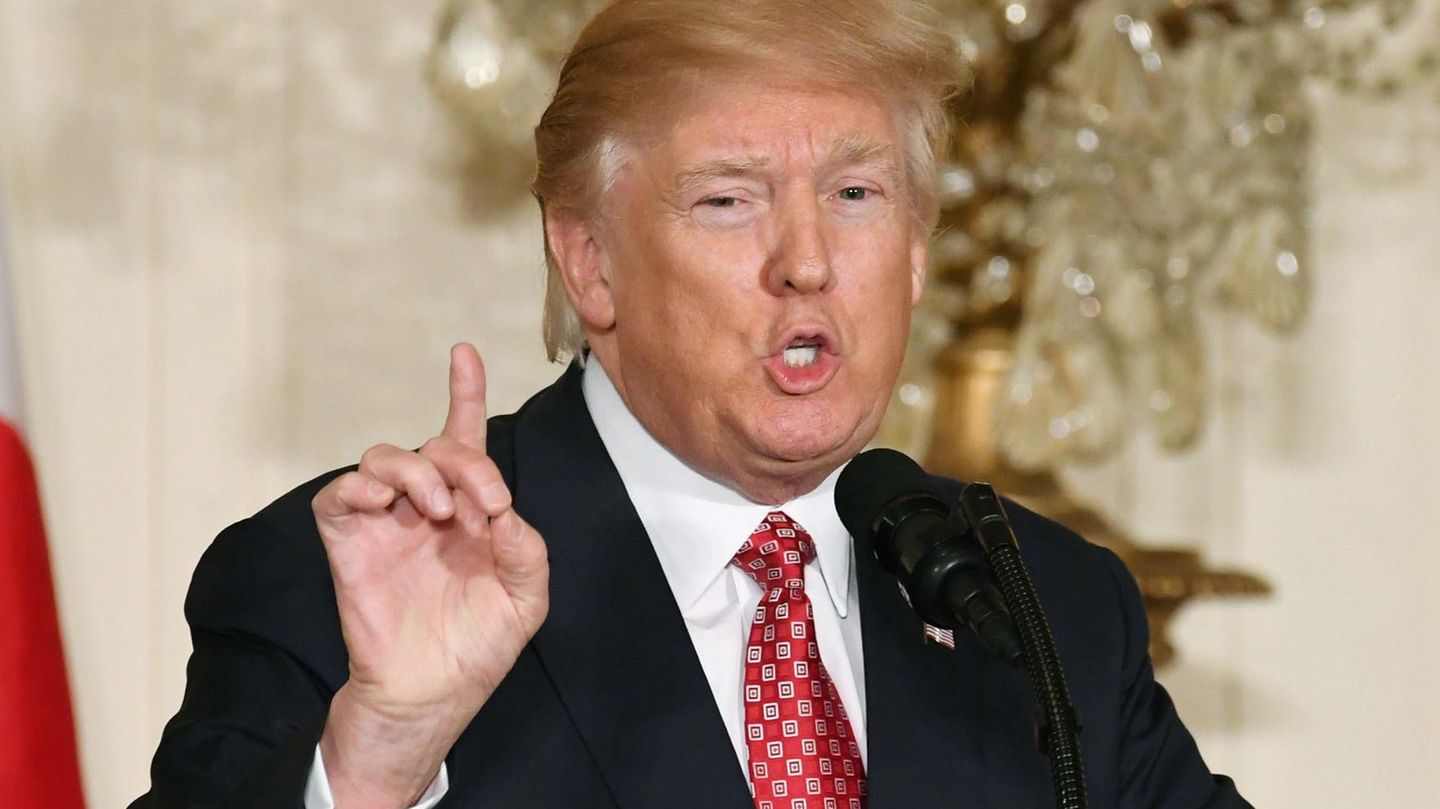Donald Trump während einer Pressekonferenz im Weißen Haus, Washington.