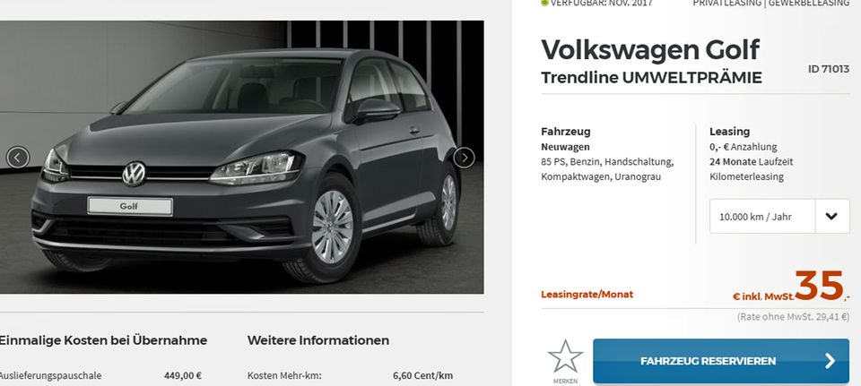 Bis zu 40 Prozent Rabatt: Rabattschlacht durch Diesel-Prämie: Einen neuen Golf gibt's ab 35 Euro im Monat