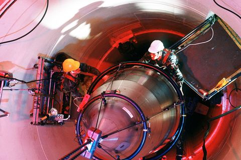 Eine Interkontinentalrakete vom Typ LGM-30G Minuteman III in ihrem Silo.