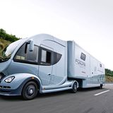 Die Firma Most geht mit dem Futuria Sports+Spa einen besonderen Weg. Es kombiniert die Technik eines Sattelschleppers mit einer gigantischen Wohnkabine.