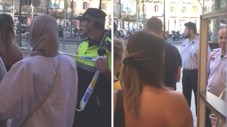 Augenzeugin Nora Reinhardt: Barcelona: Menschen werden nach Anschlag aus Geschäften geleitet Augenzeugin Nora Reinhardt: Barcelona: Menschen werden nach Anschlag aus Geschäften geleitet