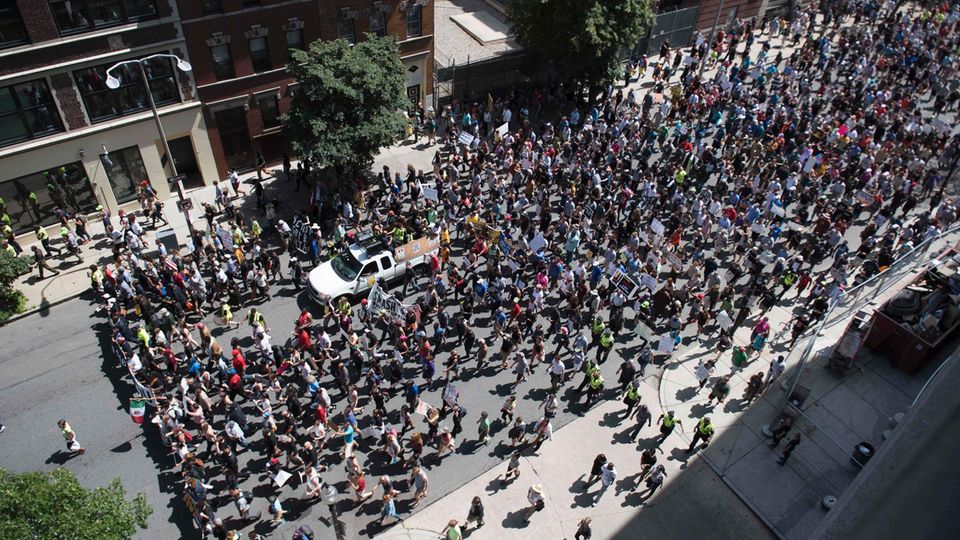 Der Protestzug in Boston Der Protestzug in Boston
