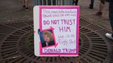 Viele Demonstranten kamen zur Gegendemo mit selbstgebauten Transparente und Schildern, die sich vor allem gegen Rassismus und gegen Präsident Donald Trump richteten.